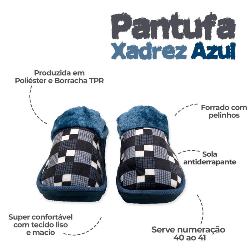 Pantufa Masculina Xadrez com FRETE GRÁTIS