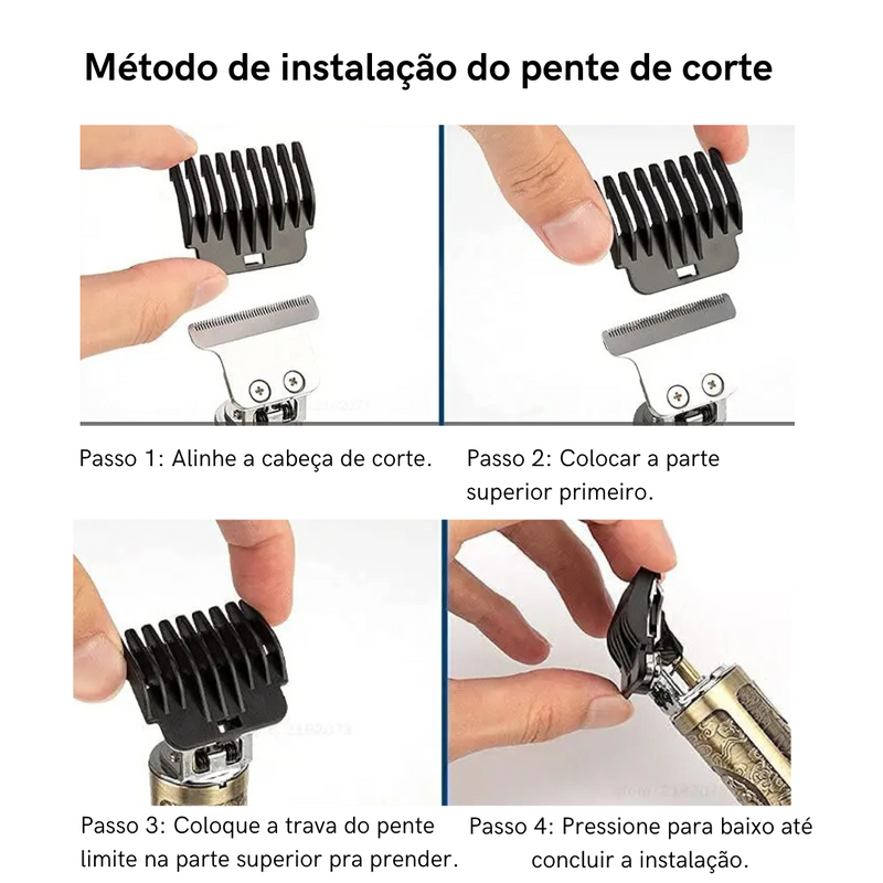 Máquina de Cabelo Profissional T9 4 PENTES PRA BARBEAR + FRETE GRÁTIS