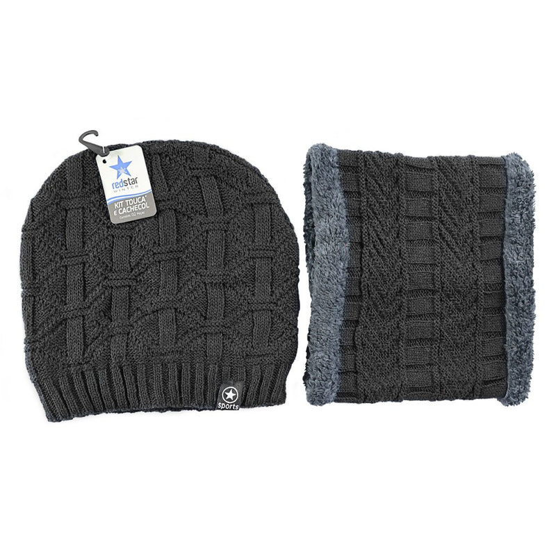 Kit Gorro e Cachecol Estilo Gola, com FRETE GRÁTIS