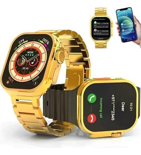 Smartwatch Ultra 24k Gold Primeira linha com pulseira Dourada +1 de Brinde