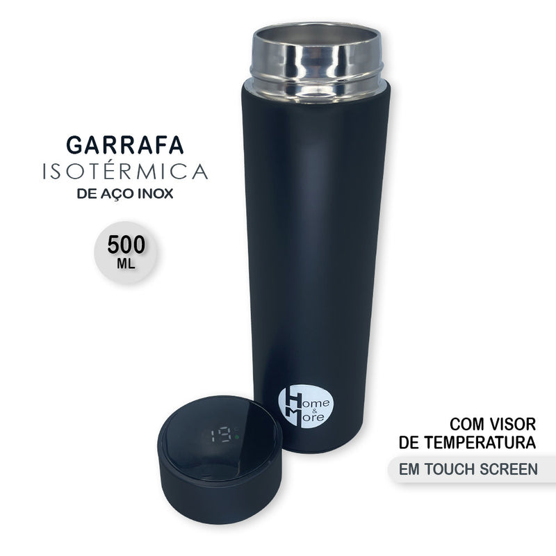 Garrafa Isotérmica em Aço Inox 500m com sensor de temperatura